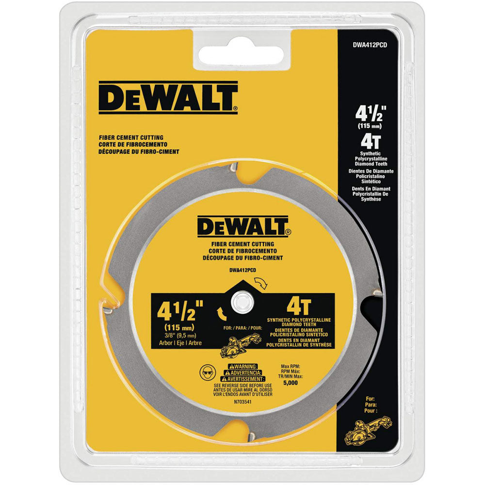 DeWalt DWA412PCD 4 1/2" 4 T Carbide Fiber Cement Cutting Circular Saw Blade