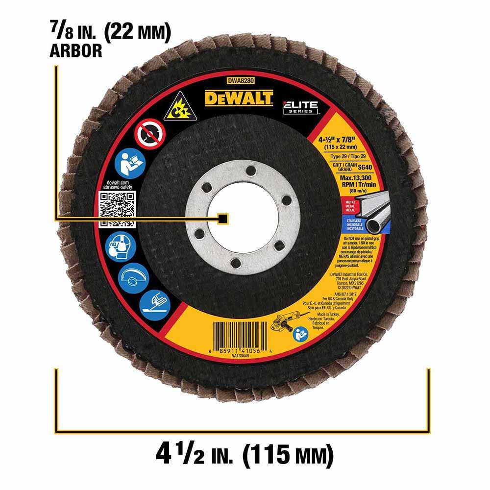 DeWalt DWA8280 4-1/2" x 7/8" 40g T29 XP Ceramic Flap Disc