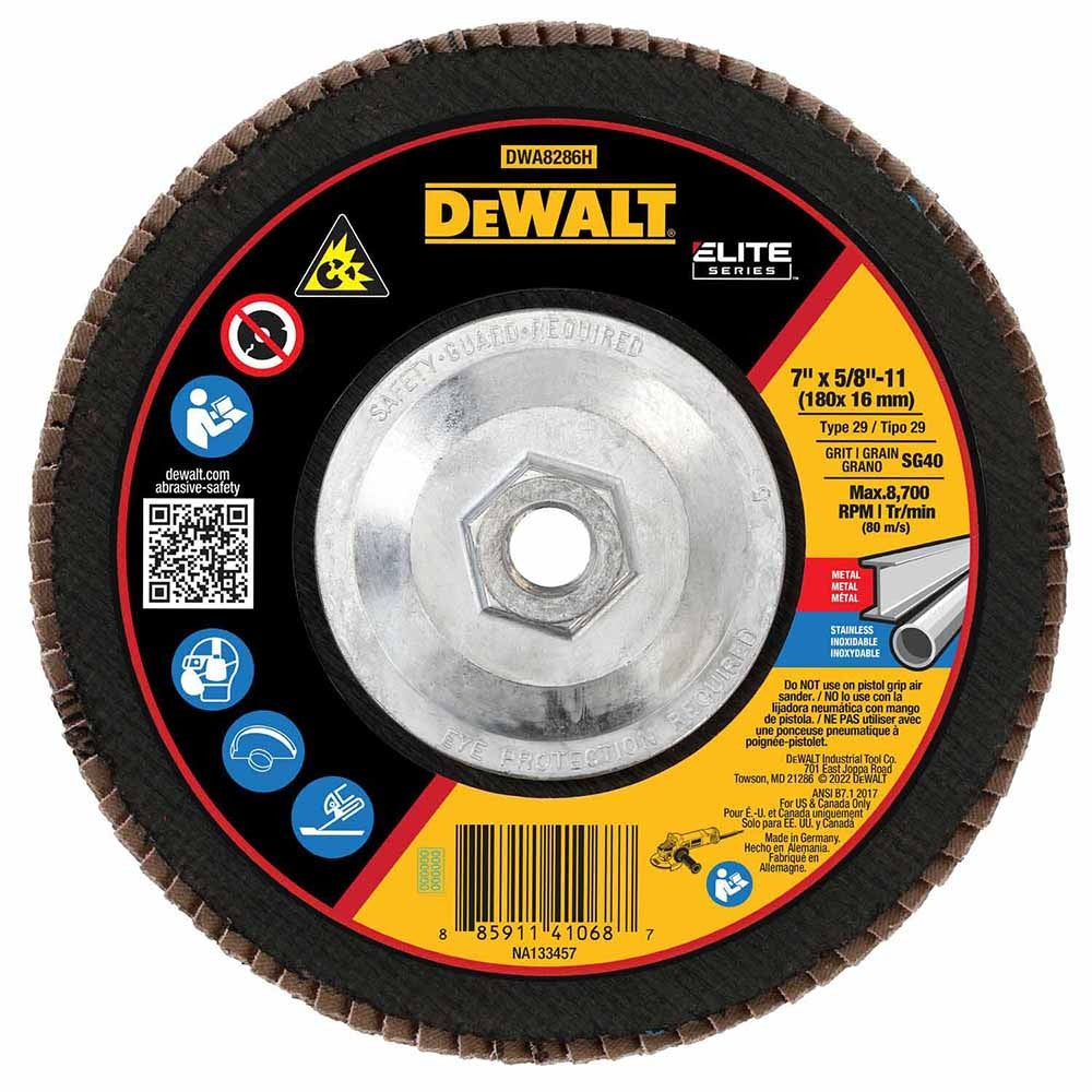 DeWalt DWA8286H 7" X 5/8"-11 40G T29 Ceramic Flap Disc