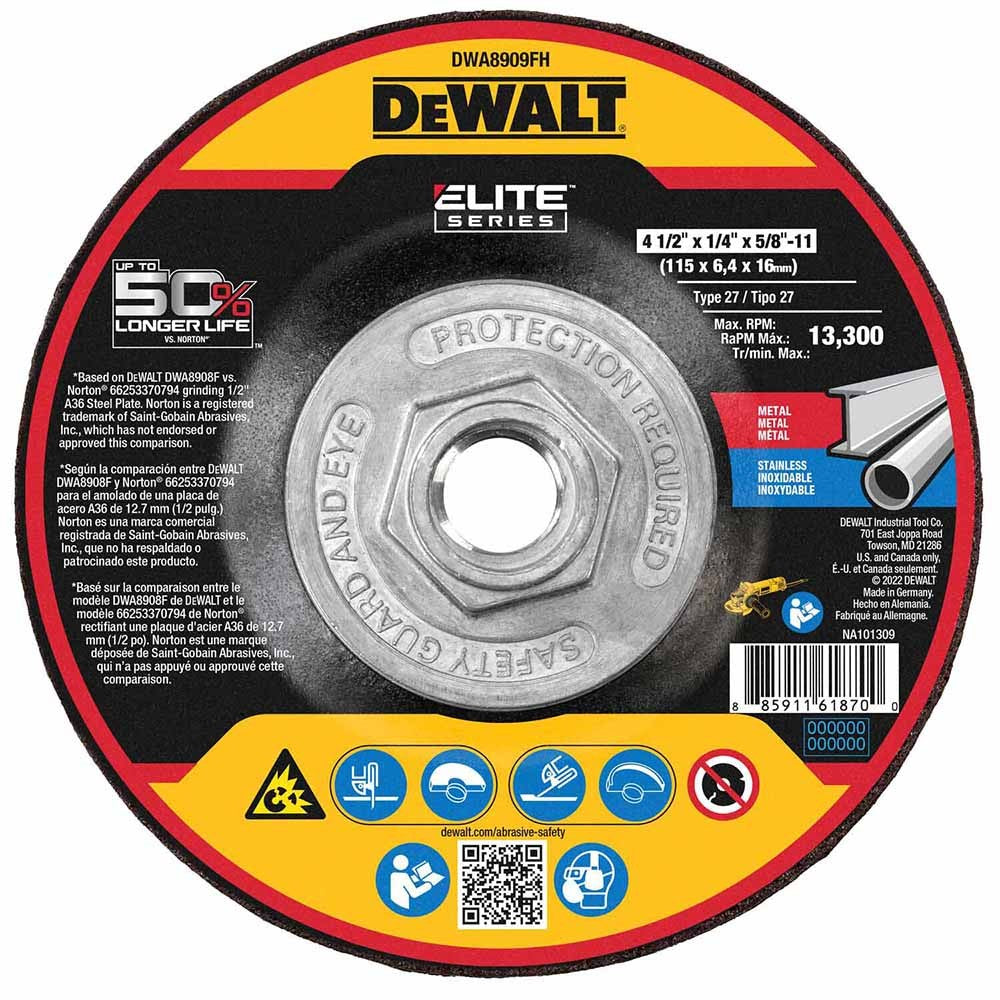 DeWalt DWA8909FH 4-1/2" Steel Ceramic Abrasive Cut-Off Wheel Xp Ceramic
