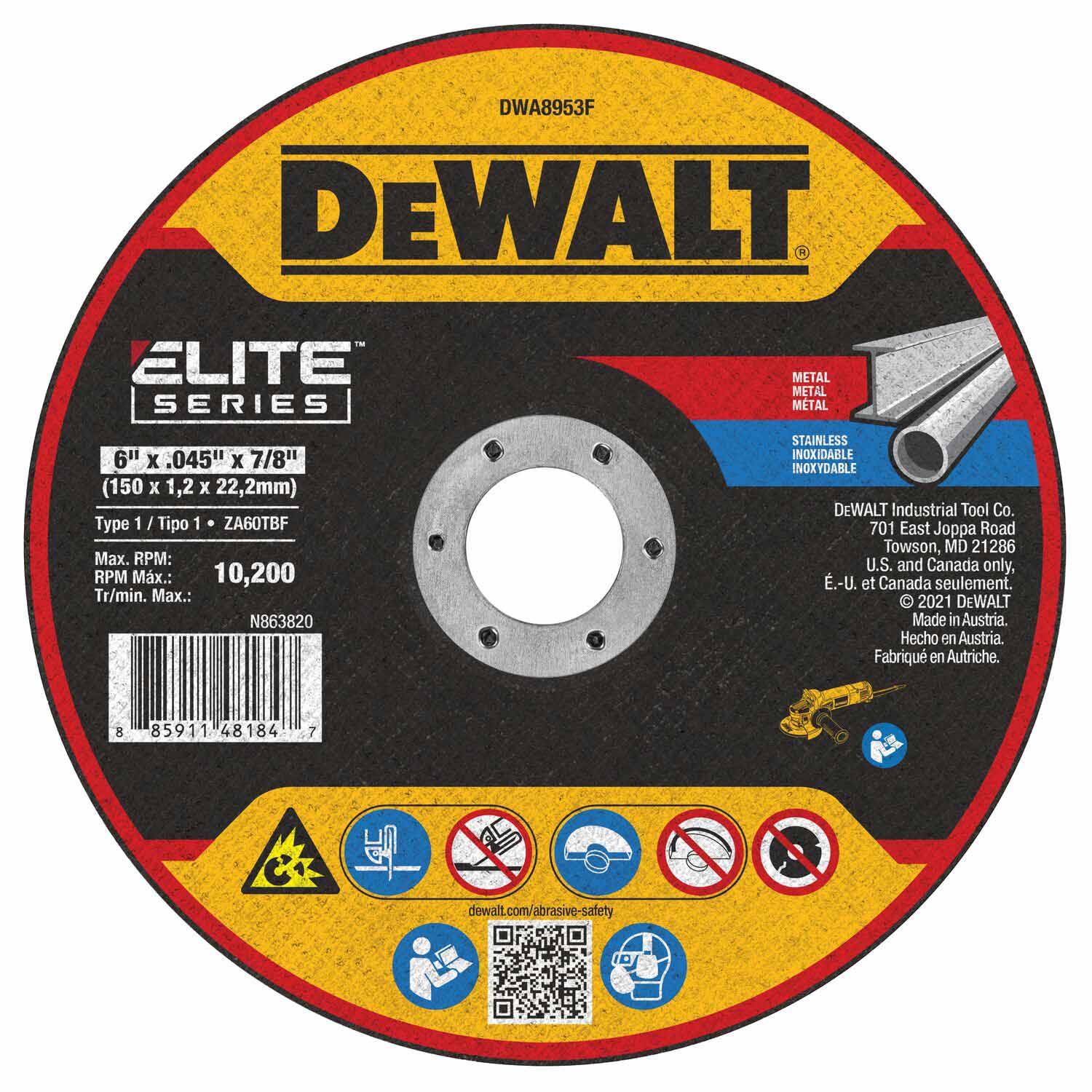 DeWalt DWA8953F 6 x .045 x 7/8 T1 XP CER Cut-Off