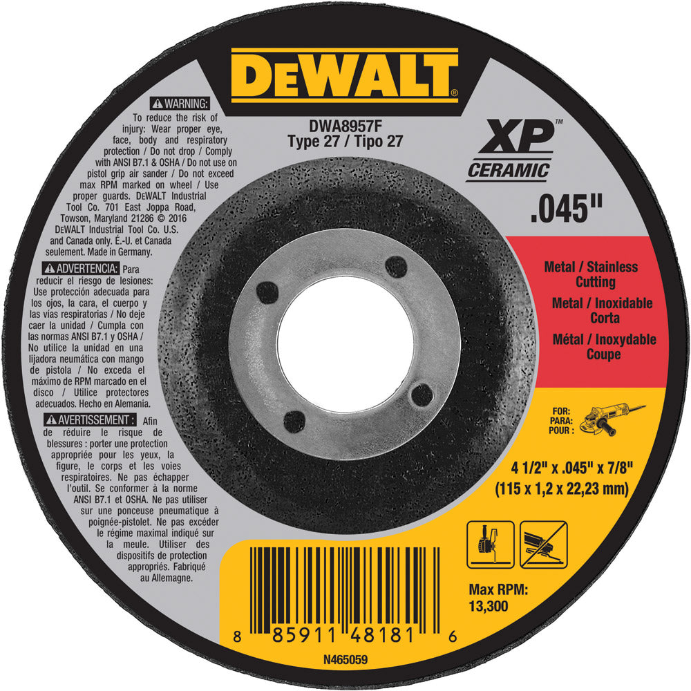 DeWalt DWA8957F 4-1/2 x .045 x 7/8 T27 XP CER DC Cut-Off