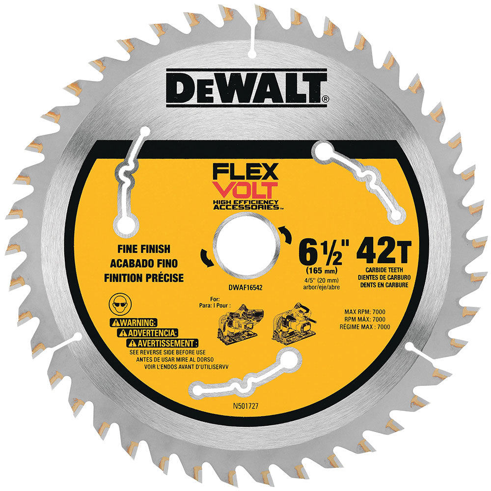 DeWalt DWAF16542 6-1/2" X 5/8" 42T FLEXVOLT Tracksaw Blade