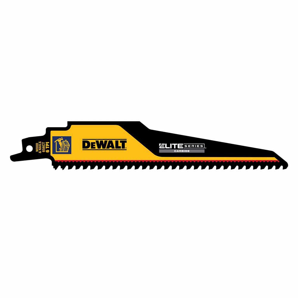 DeWalt DWAR656CT-1 Elite Series 1-Pack Carbide Tipped 6" 6-TPI Demolition Reciprocating Saw Blade