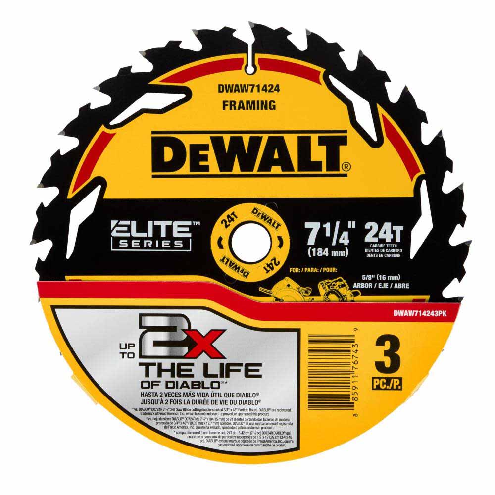 DeWalt DWAW714243PK 7-1/4" 24T Elite Series 3 Pack