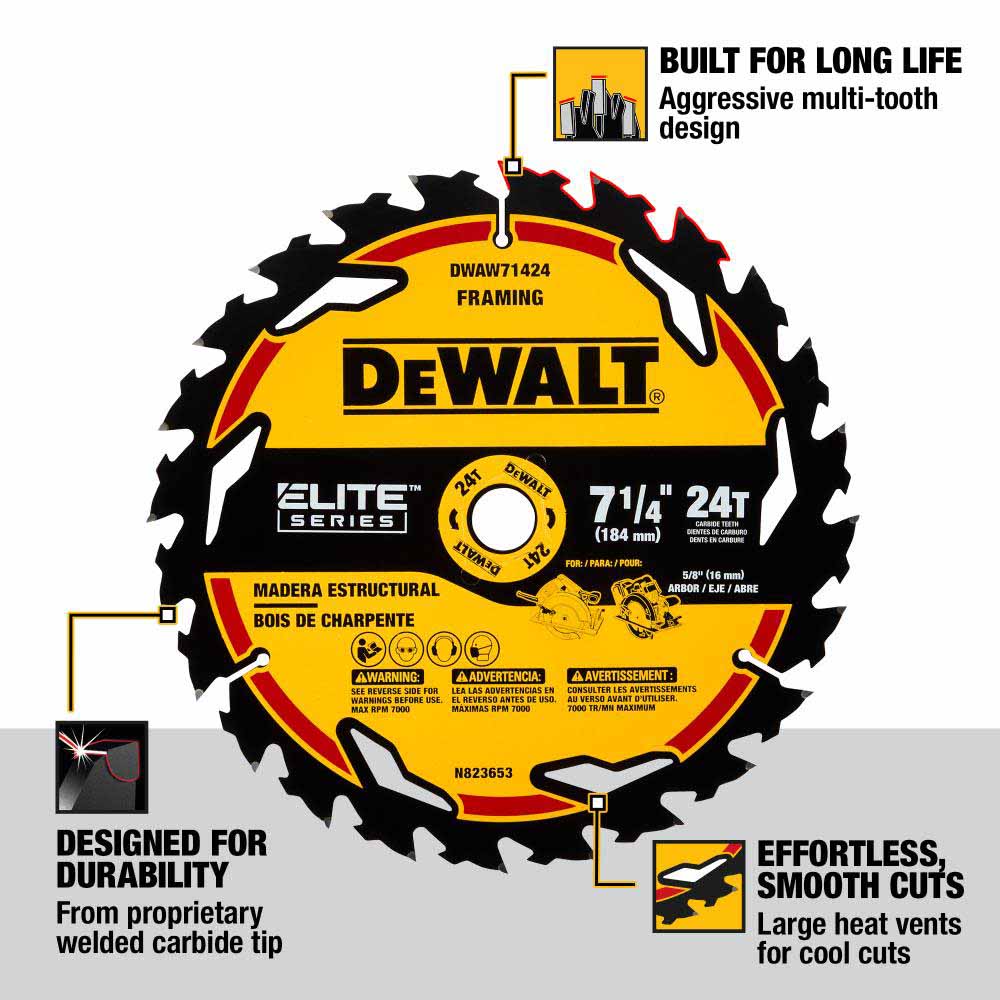 DeWalt DWAW714243PK 7-1/4" 24T Elite Series 3 Pack