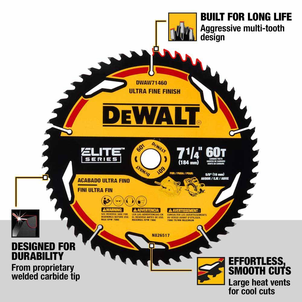 DeWalt DWAW71460 7-1/4" 60T Elite Series Saw Blade