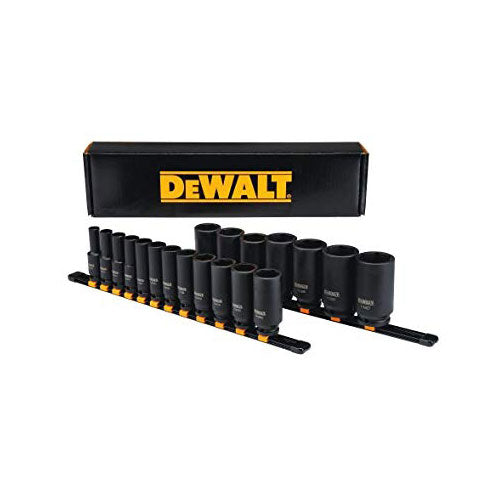 DeWalt DWMT19239 19Pc 1/2" Drive Impact Deep Socket Set, 3/8 - 1-1/2"