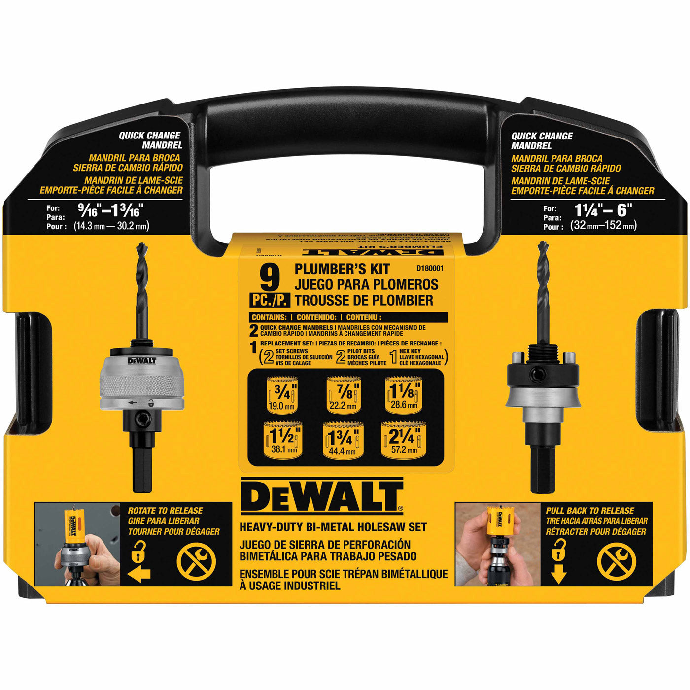 DeWalt D180001 9-Piece Plumber's Hole Saw Kit