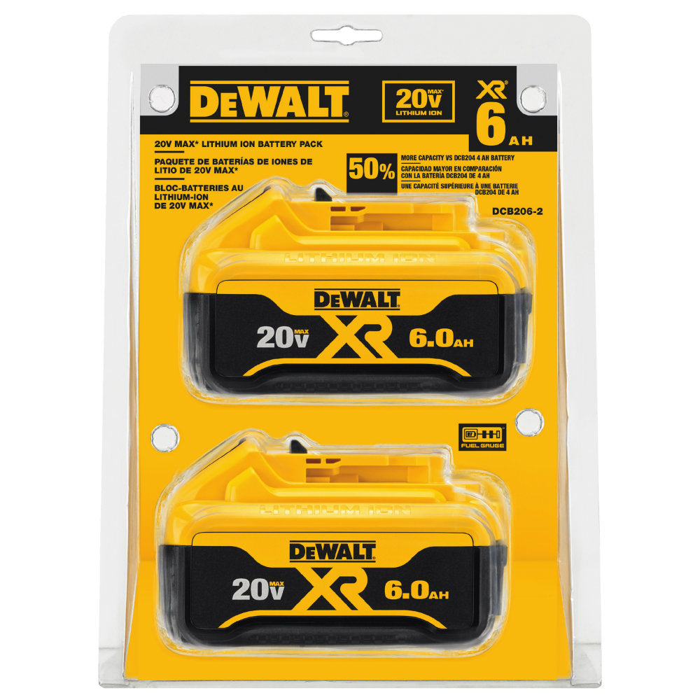 DeWalt DCB206-2 20V MAX Li-Ion XR 6.0 Ah Battery 2 Pack