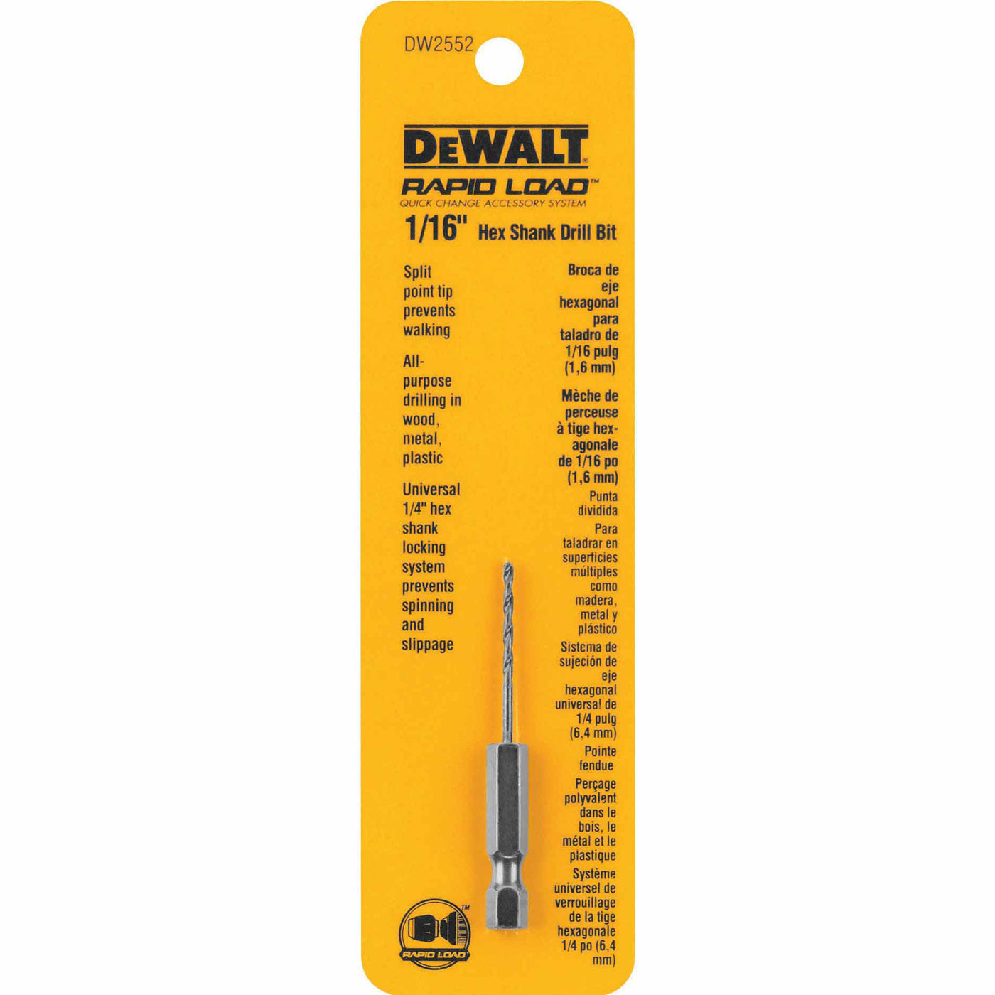 DeWalt DW2552 1/16" Hex Shank Drill Bit