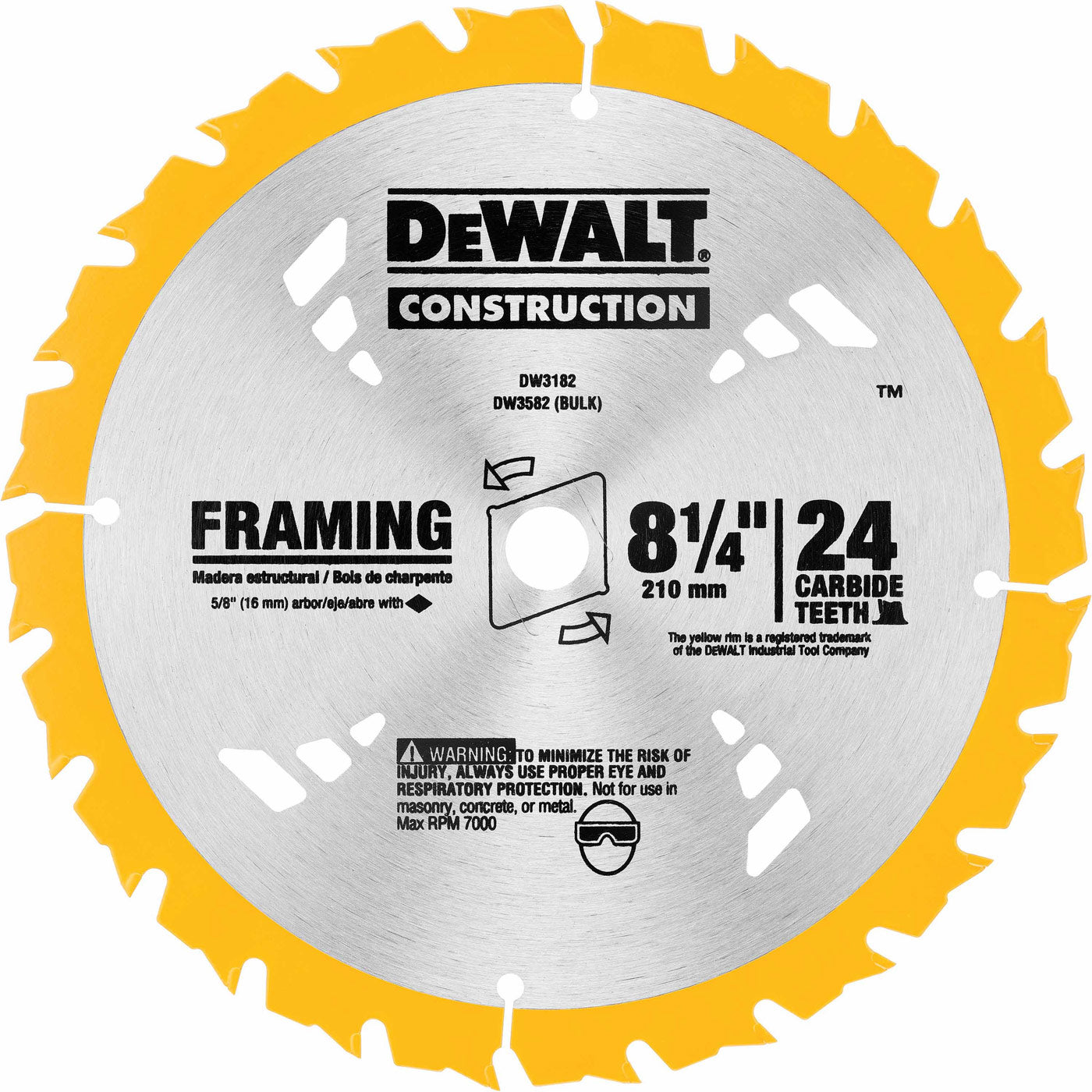 DeWalt DW3582 Series 20 8-1/4" 24T Carbide Thin Kerf Circular Saw Blade (Bulk)