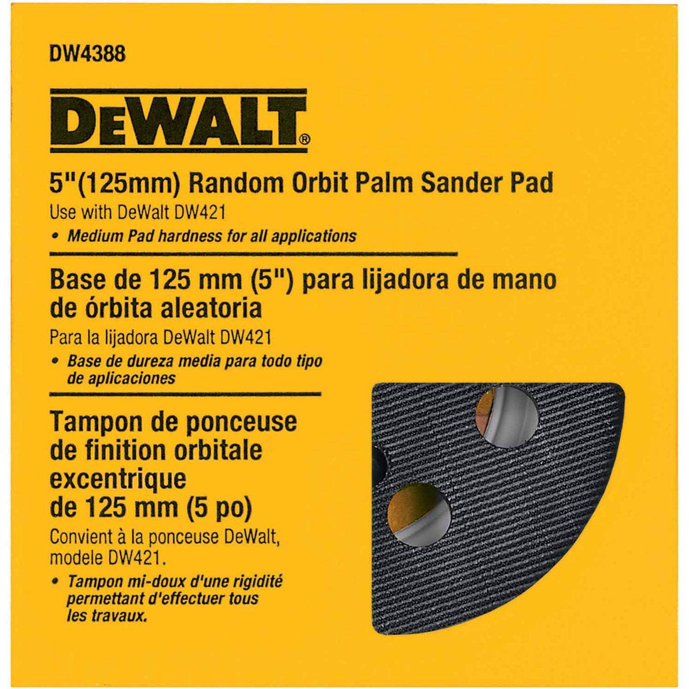 DeWalt DW4388 5" Eight Hole Hook and Loop Pad - Medium