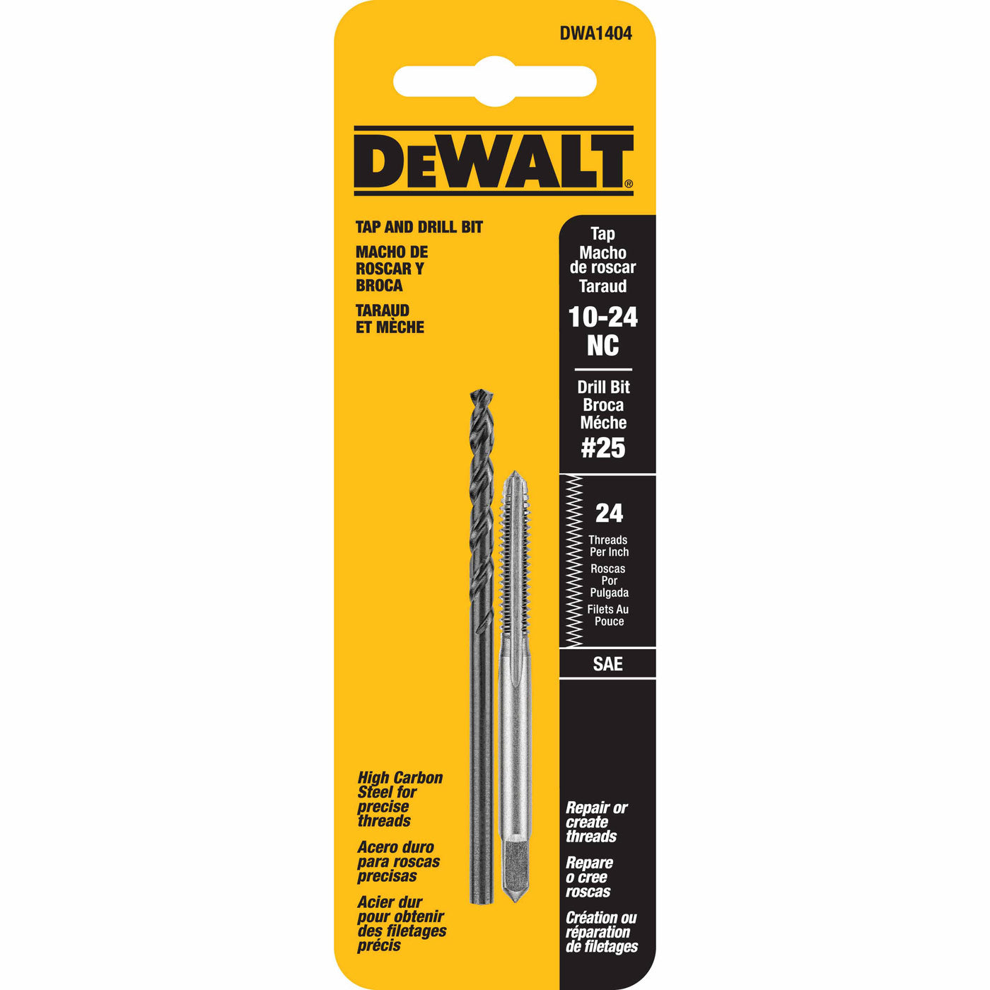 DeWalt DWA1404 10"-24 NC Tap Set with Drill Bit