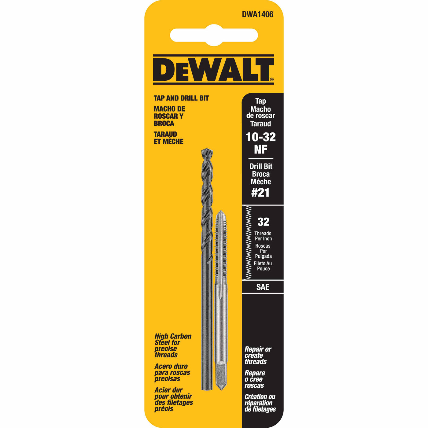 DeWalt DWA1406 10"-32 NF Tap Set with Drill Bit