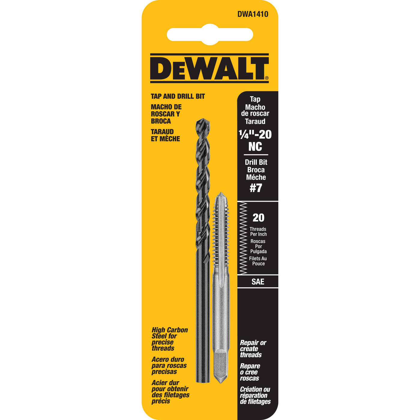 DeWalt DWA1410 1/4"-20 NC Tap Set with Drill Bit