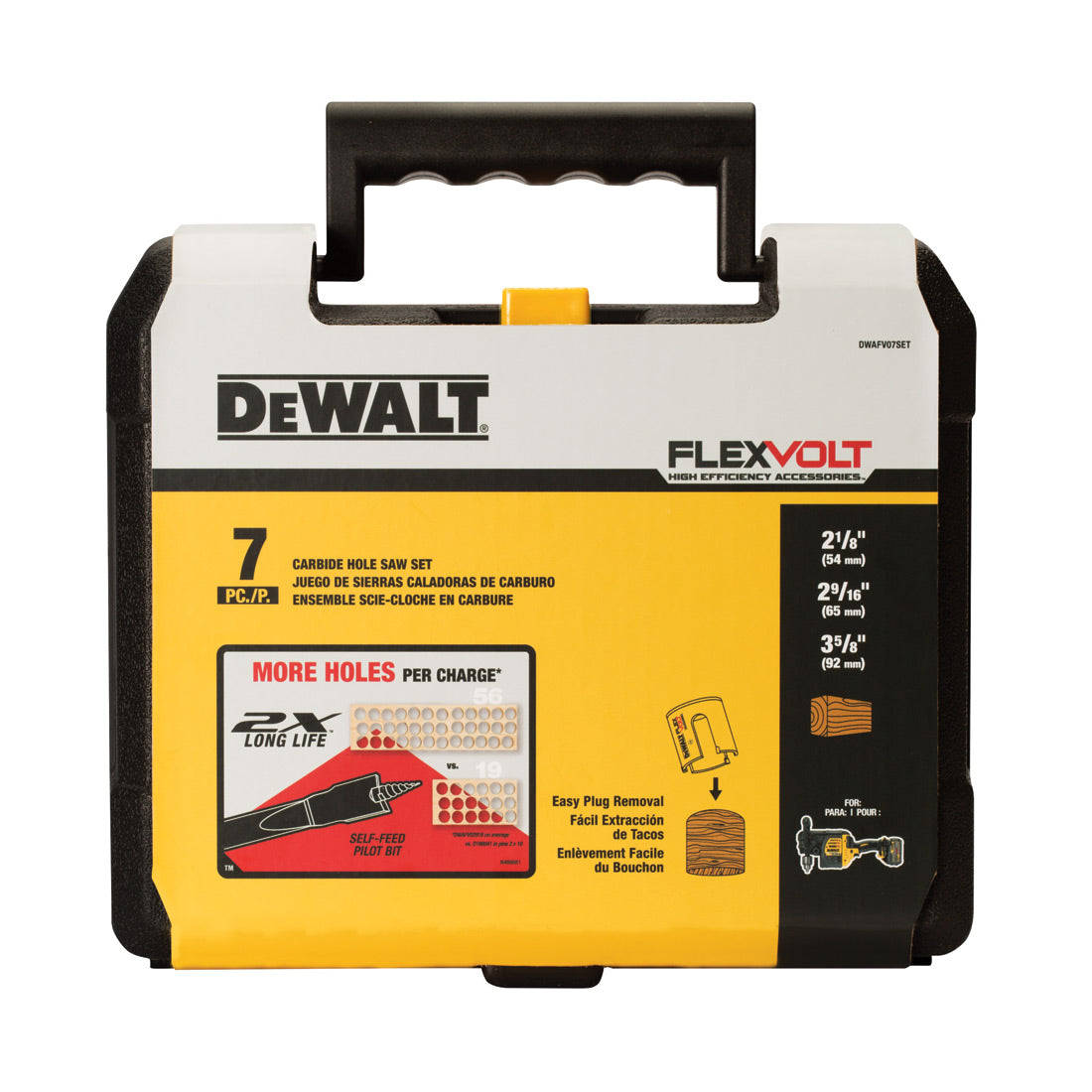 DeWalt DWAFV07SET Carbide Wood Drilling Hole Saw Kit (2-1/8", 2-9/16", 3-5/8")