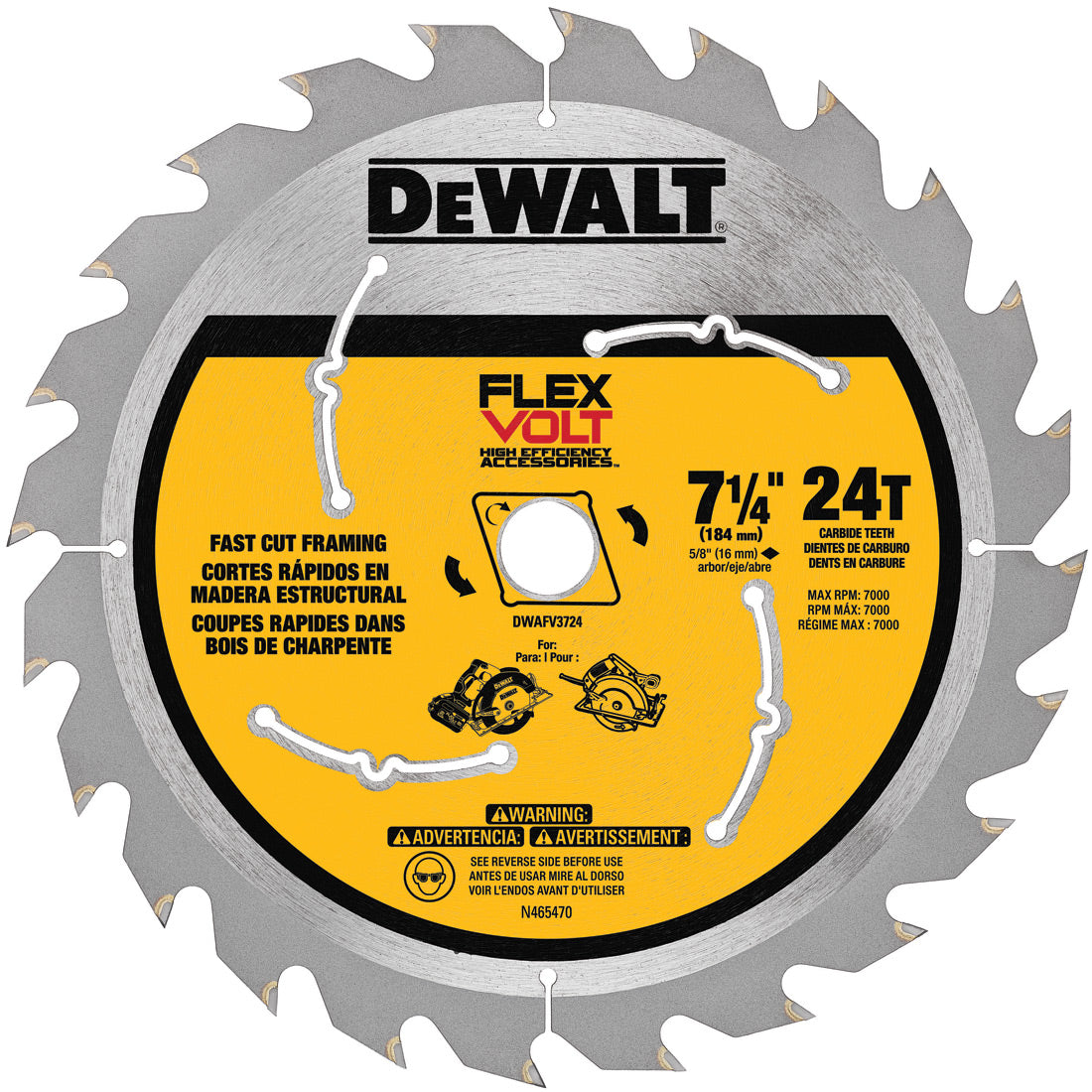DeWalt DWAFV3724 7-1/4" 24T Circular Saw Blade