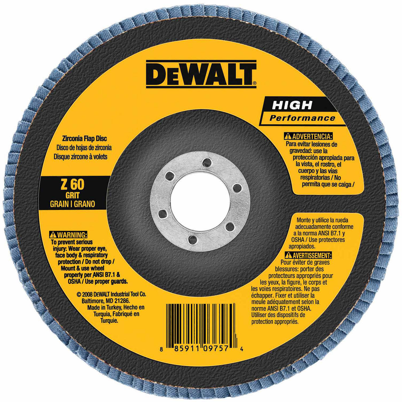 DeWalt DW8378 7x5/8-11 80 Grit Zirconia Flap Disc
